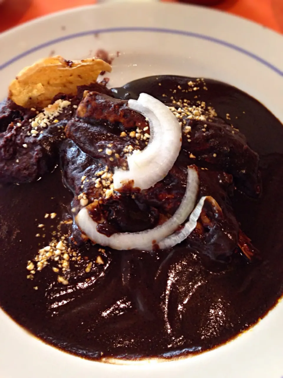 Enchiladas de Mole Negro con Pollo y Frijoles.|Loreleyさん