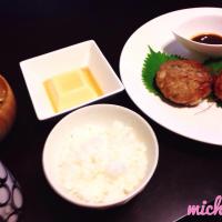 梅しそ蓮根バーグ♡玉子豆腐♡玉子スープ♡