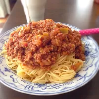 Snapdishの料理写真:ミートソーススパゲティ|harunaさん