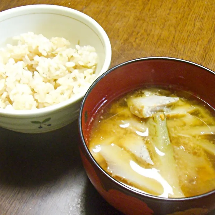 茗荷ご飯にずいき（芋茎）のお味噌汁😊by母|Nao ペロンさん