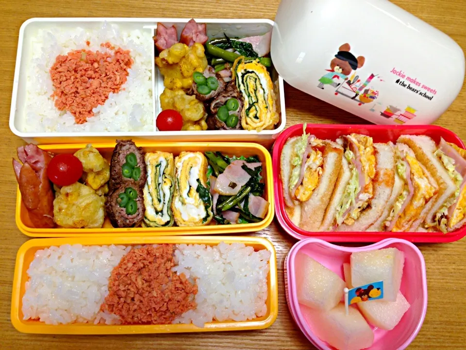 Snapdishの料理写真:９月２５日2人弁当と夜弁当|川上千尋さん