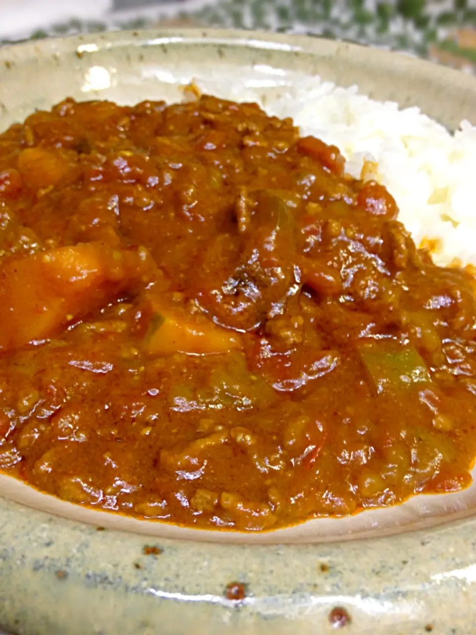 挽肉の野菜カレー                          (トマト缶 茄子 南瓜)|かりんさん