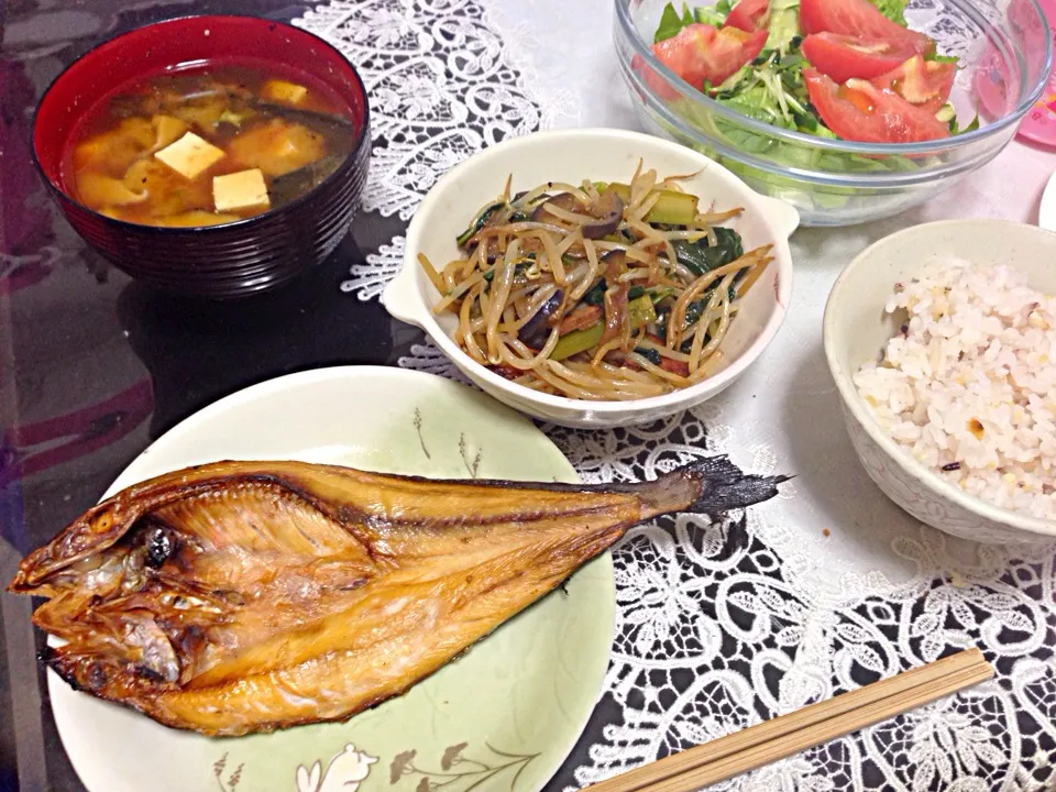 Snapdishの料理写真:ホッケの開きの晩ご飯|やすさん