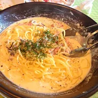 Snapdishの料理写真:Marino's carbonara!|fatima kitautiさん