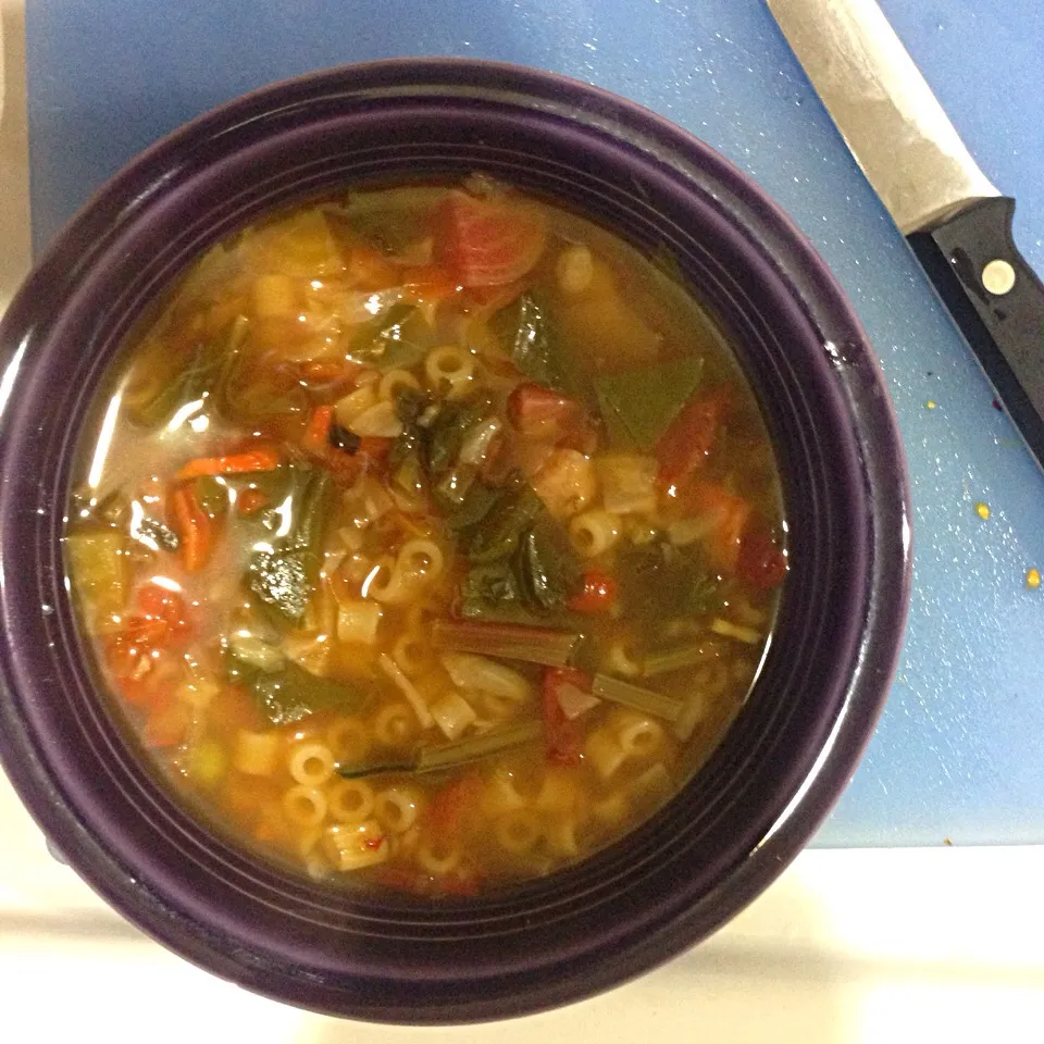 Snapdishの料理写真:Vegetable soup with beet greens and ditalini|Ursula Koppenhefferさん