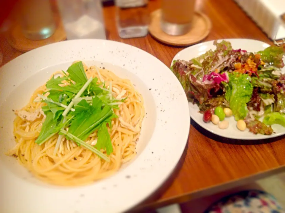 水菜と若鶏の柚子胡椒パスタ|ちょこ。さん