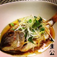 Snapdishの料理写真:黄鯛 紹興酒蒸し (清蒸鮮魚) Steamed yellowback sea bream with Shaoxing rice wine