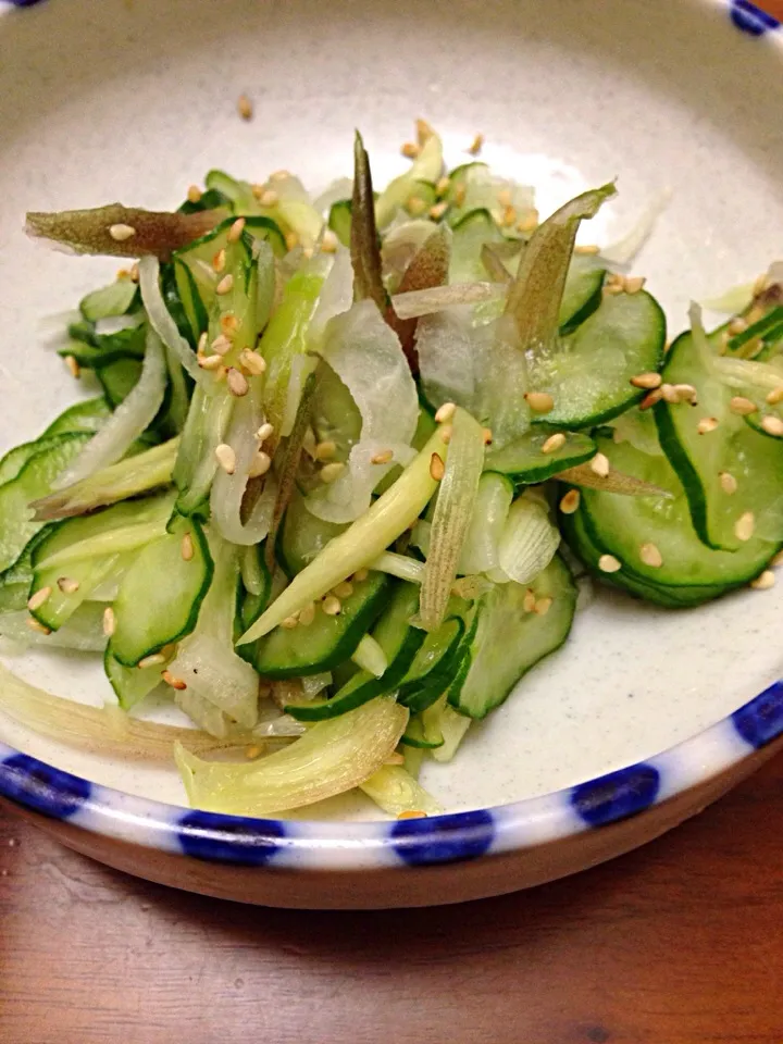 Snapdishの料理写真:キュウリとミョウガと大根の和え物|chiharu uiさん