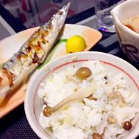 Snapdishの料理写真:きのこの混ぜごはん さんま|だいきち丸さん