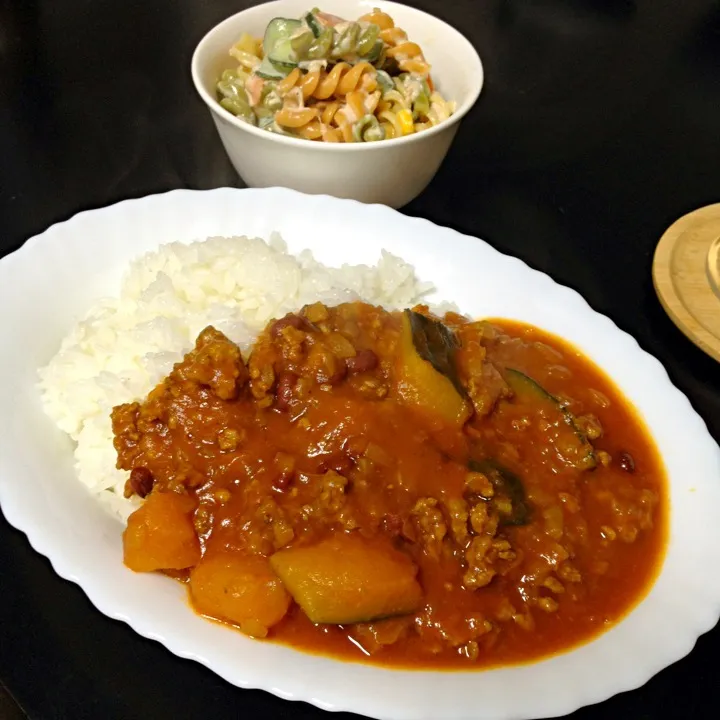 かぼちゃと小豆のカレーライスの晩ご飯|mikaさん