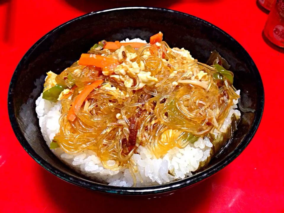 麻婆春雨丼|ゆたかさん