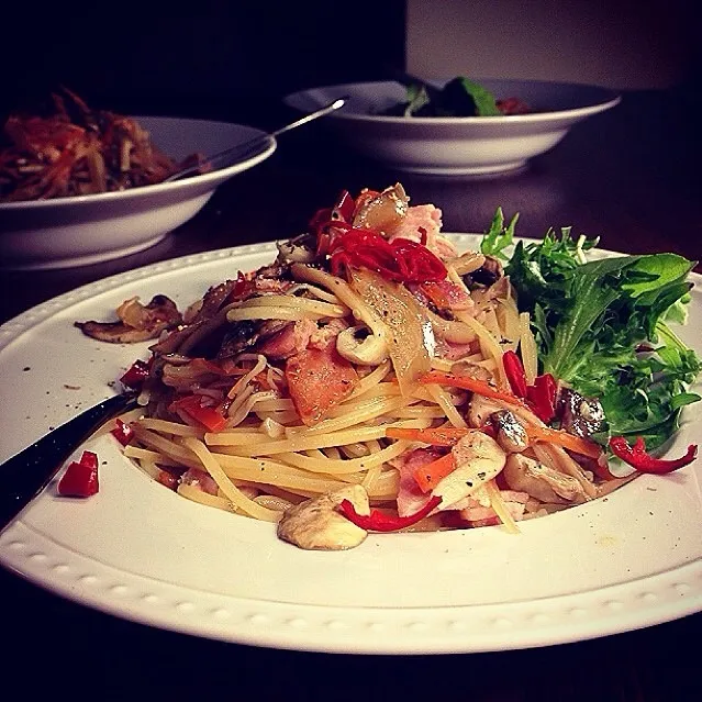 Spaghetti w/  marinade mushrooms  キノコのマリネのスパゲッティ|Yuka Nakataさん