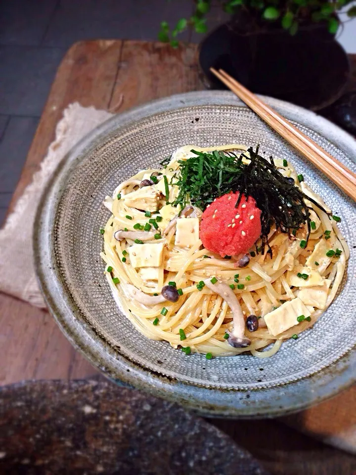 明太子と湯葉の京風パスタ/Mentaiko and yuba pasta Kyoto style|rick chanさん