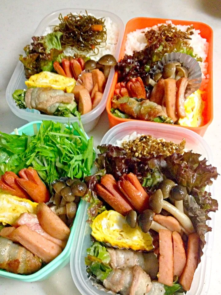 Snapdishの料理写真:今日は四人のお弁当。|りんさん