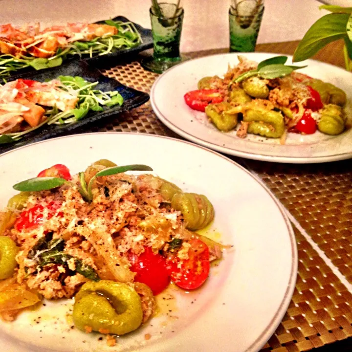 Test: Frozen edamame gnocchi with grape tomatoes in sage butter sauce|Kirk Awiamさん