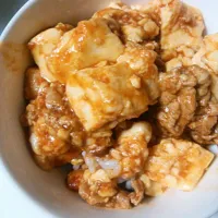 Snapdishの料理写真:豆腐と豚肉のケチャップ丼|あすみさん