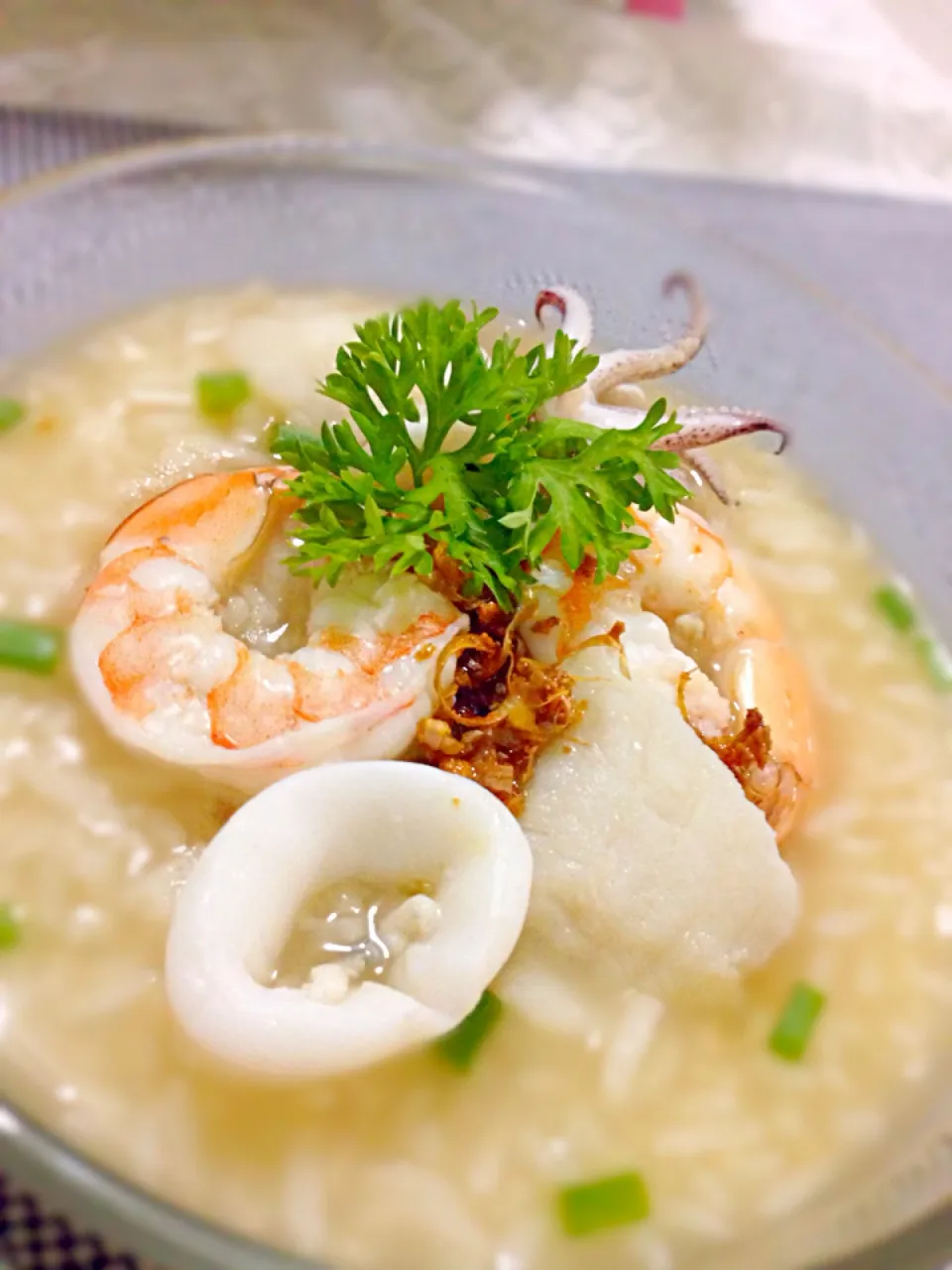 🍵 Rice soup with seafood 🐙🐟🍤 ( ข้าวต้มทะเล )|🍴melody🍛🎶さん