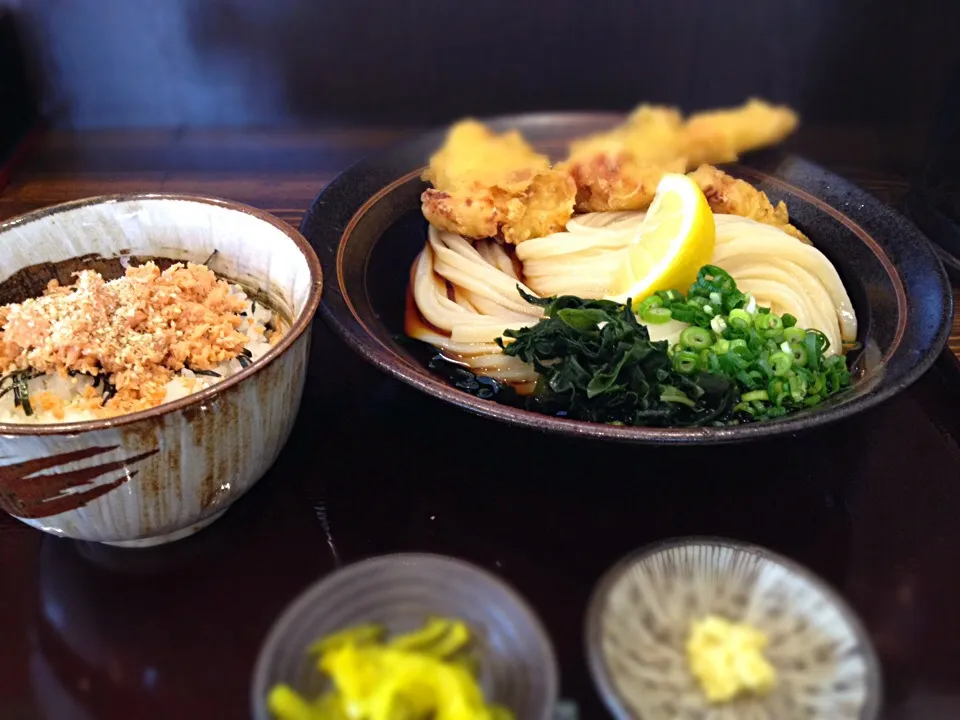 とり天ぶっかけと鮭ごはんランチ|buhizouさん