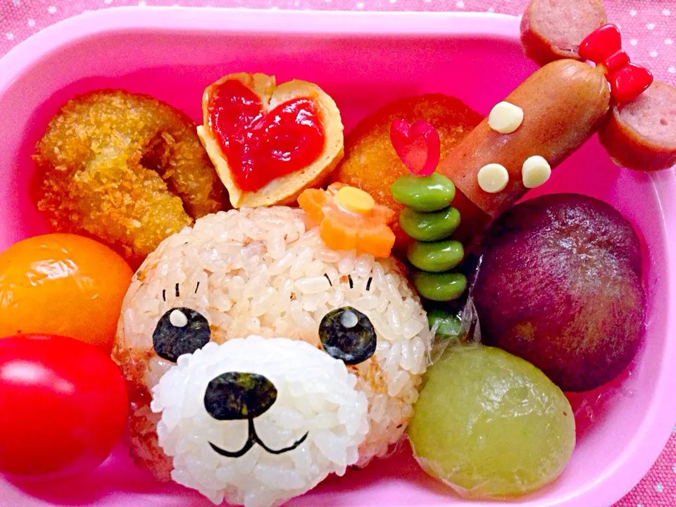 Snapdishの料理写真:Lunch box☆Cuddly Bear made w/love of minnie💓ｶﾄﾞﾘｰﾍﾞｱ|🌈Ami🍻さん