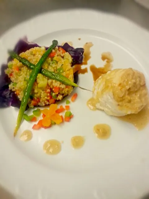 Snapdishの料理写真:Paupiette Of Flounder w.Salmon Mousseline, Quinoa Salad w.Bell Peppers, Butter Asparagus|Tjay Princeさん