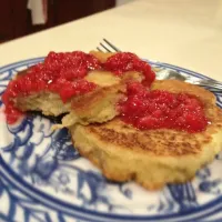 Snapdishの料理写真:Lemon Raspberry Paleo Pancakes|caroline weaverさん