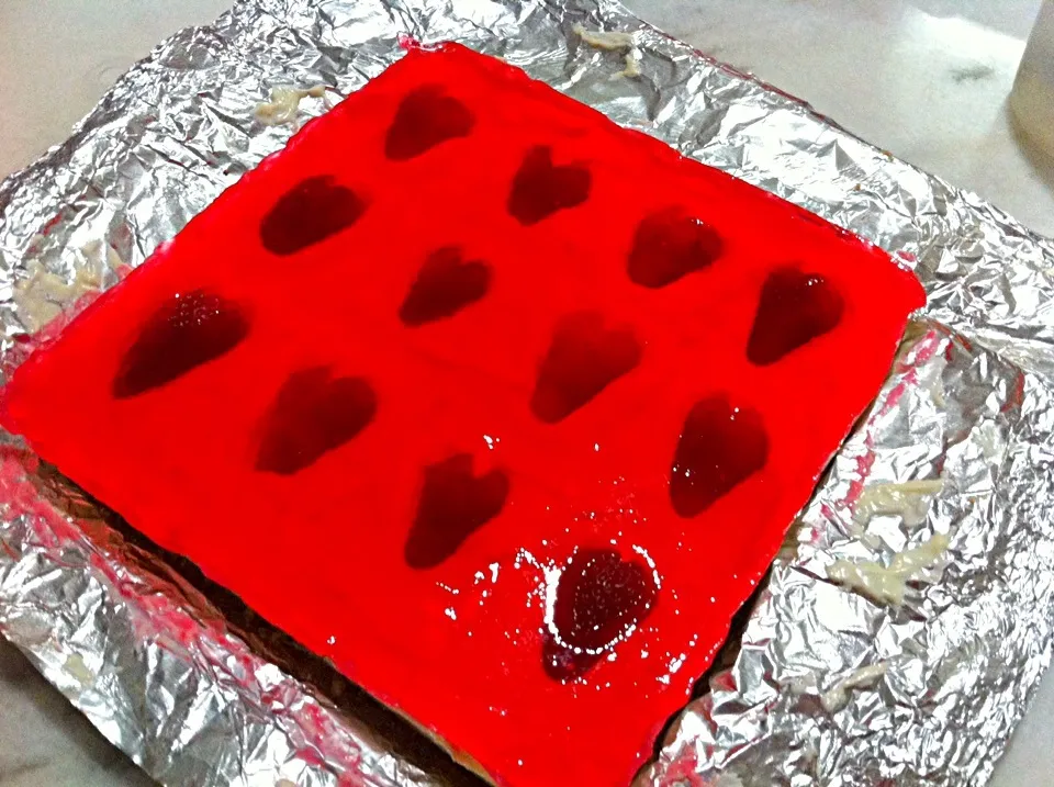 Strawberry heart jelly cheese cake|Trish Wongさん