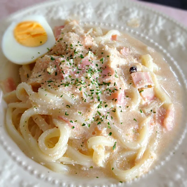 明太子クリームうどん|くまがいまりさん