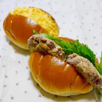 Snapdishの料理写真:サンドイッチ(豆腐ハンバーグ、たまご)|あやかさん