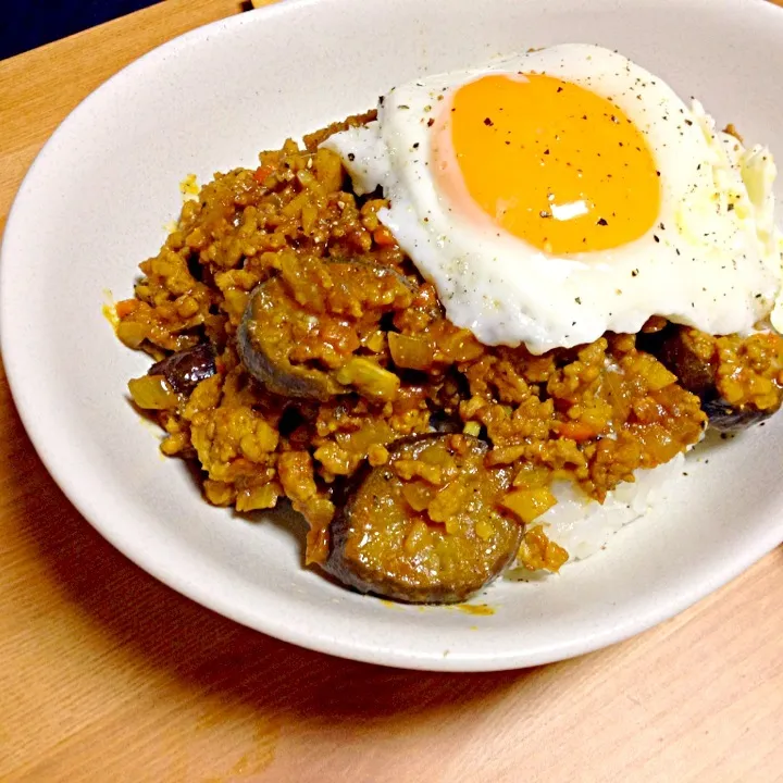 蓮根と茄子のキーマカレー|ココアヤさん