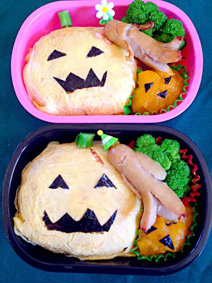 幼稚園のお弁当 10/7⁂jack-o'lantern & ソーセー人⁂|5児のママさん