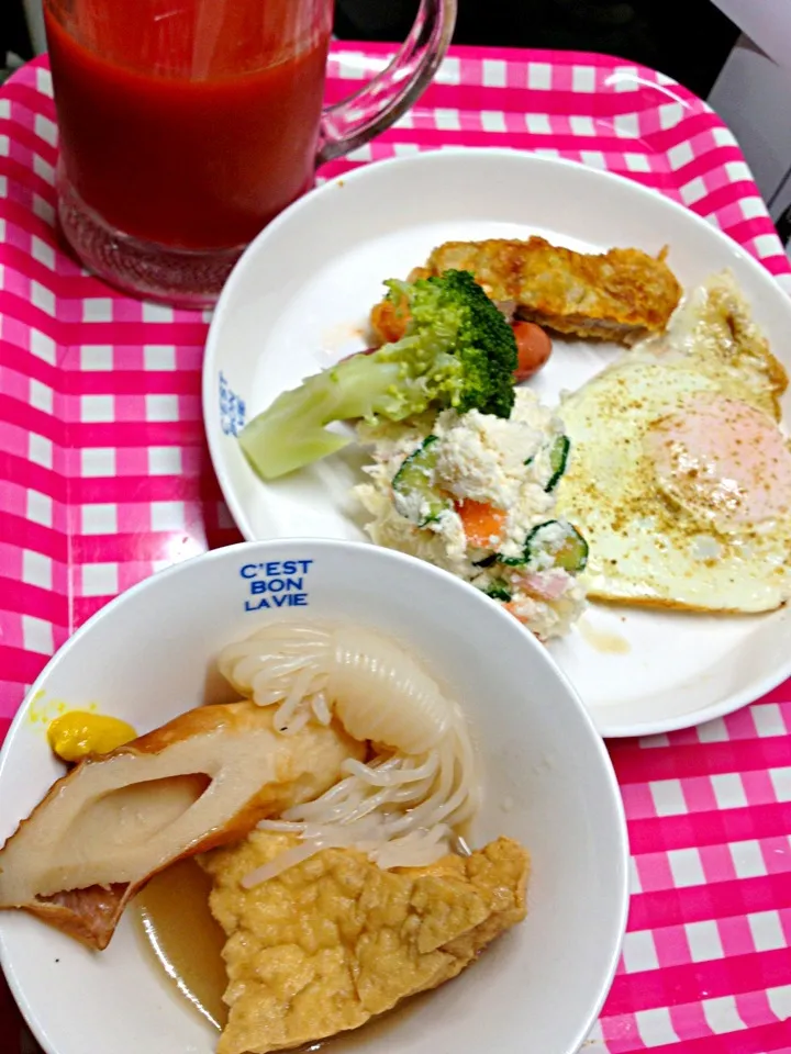 Snapdishの料理写真:朝ごはんに、おでん。昨日から炊いておいたのだ(^^)|ハルさん