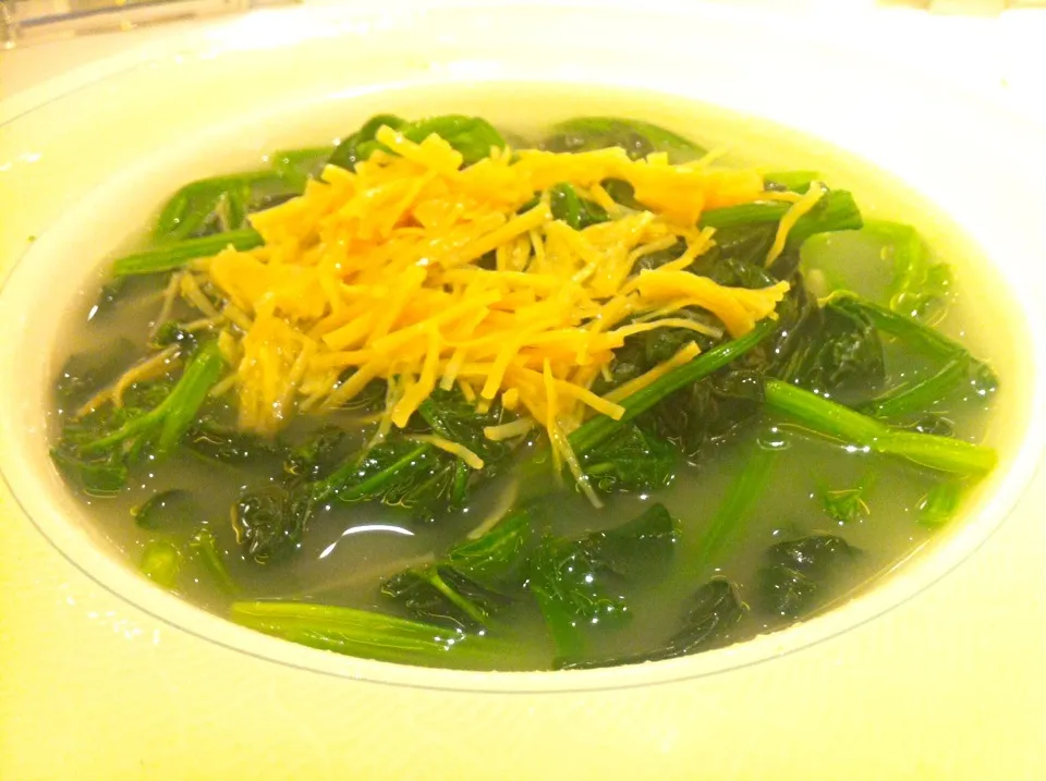 Poached vegetables with conpoy in rice soup|skyblueさん