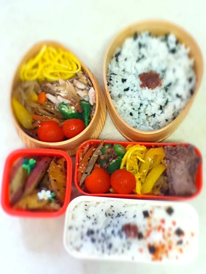 Today's lunch box. フルーツがなかったので、デザートは揚げない大学芋🍠|hoppycowさん