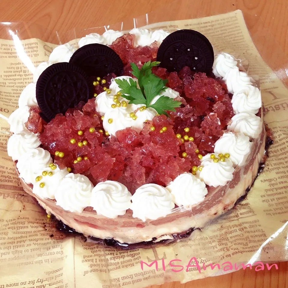 豆腐のレアチーズと豆腐のチョコレートムース🍓苺のジュレのせ|みさmamanさん