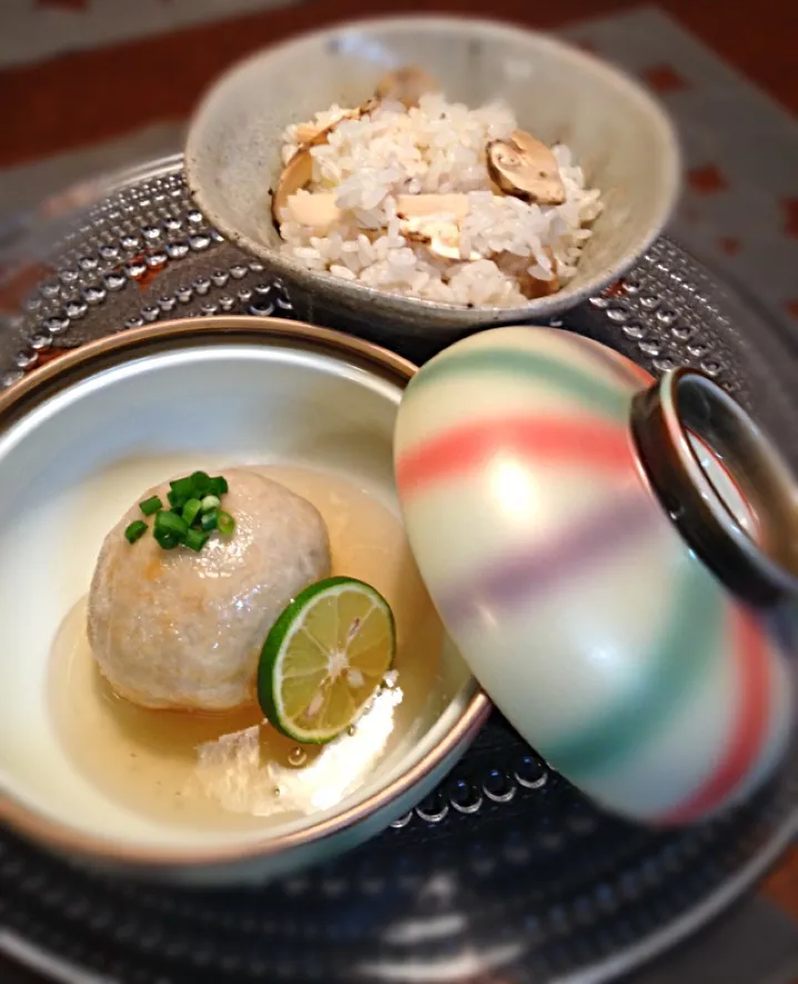 Snapdishの料理写真:松茸ご飯.里芋饅頭酢橘あん|里美さん