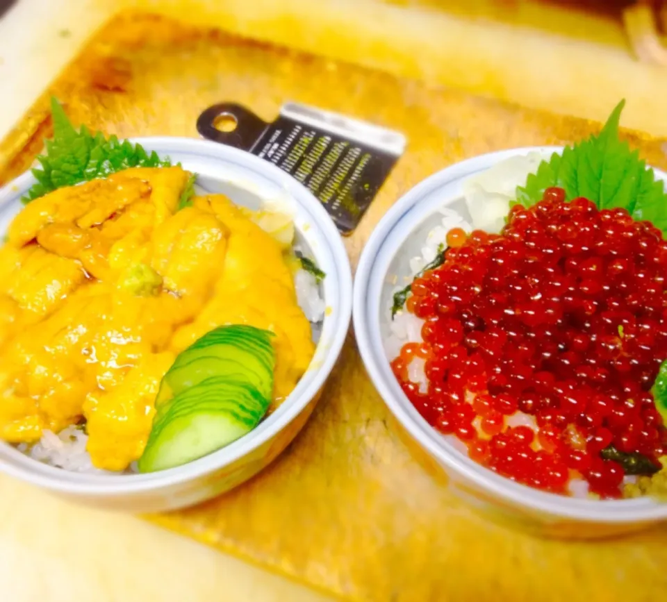 雲丹丼＆イクラ醤油漬け丼|居酒屋地蔵屋の大将さん