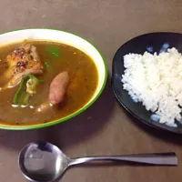 手作りスープカレー。パリパリチキンとソーセージ|とんぼちゃんさん