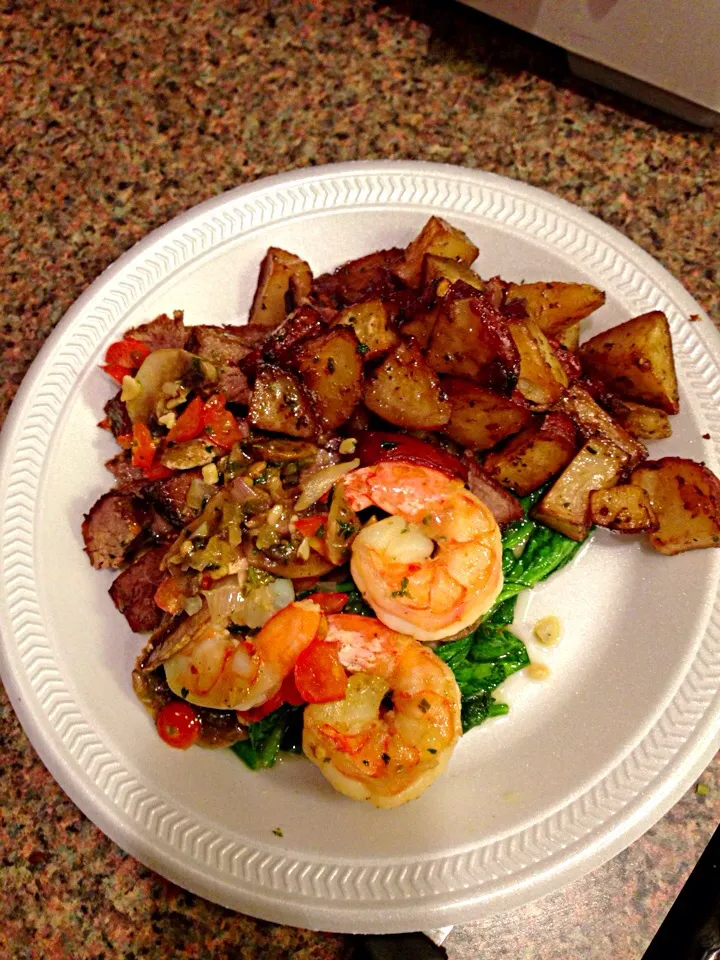 Shrimp scampi over spinach|candace johndonさん