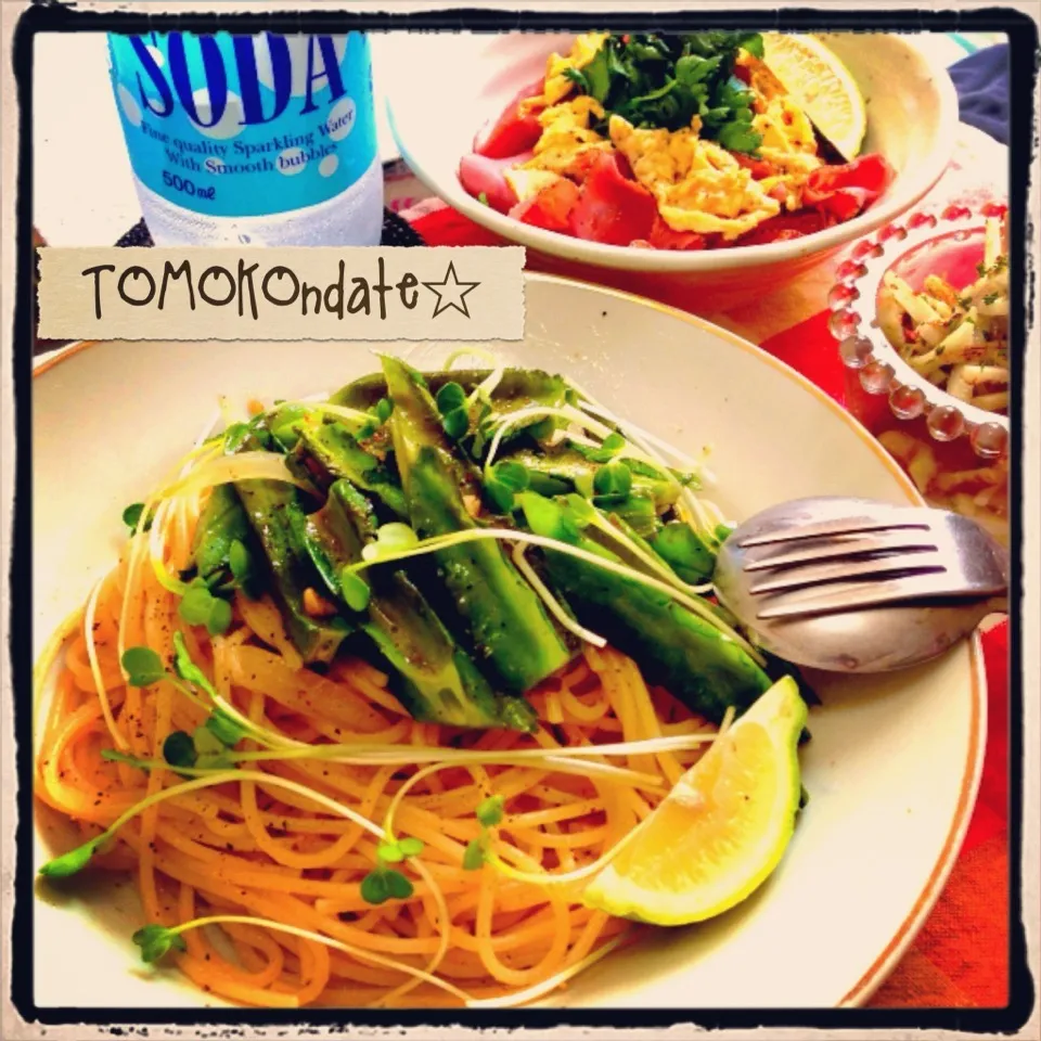 Snapdishの料理写真:今日のトモコンダテは四角豆のパスタ🍝💚🍴💨✨|🇯🇵ともこちゃん。さん