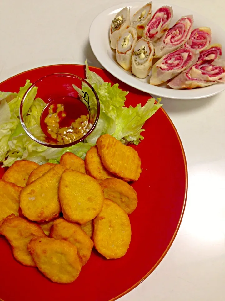 チキンナゲット＆ハムチーズ春巻き☆ちくわマヨ春巻き|おかーＰさん