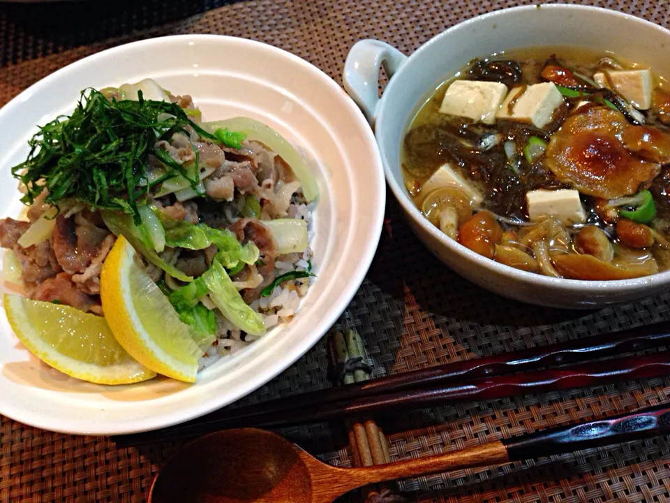 美和さんの٩(◜ᴗ◝ )۶さっぱり✨白菜と豚バラの柚子胡椒丼♪♪♪創味さんの塩たれ入|ランランらぁ〜んさん