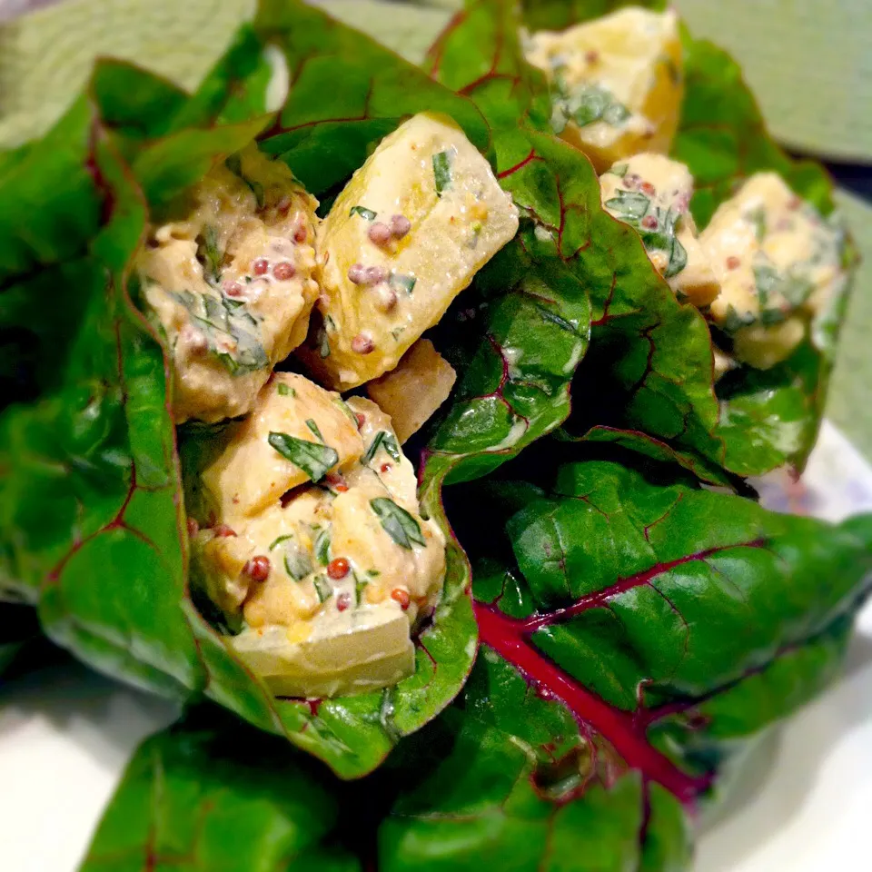 Chicken Salad Wrap with Swiss Chard Leaves|Nanaさん