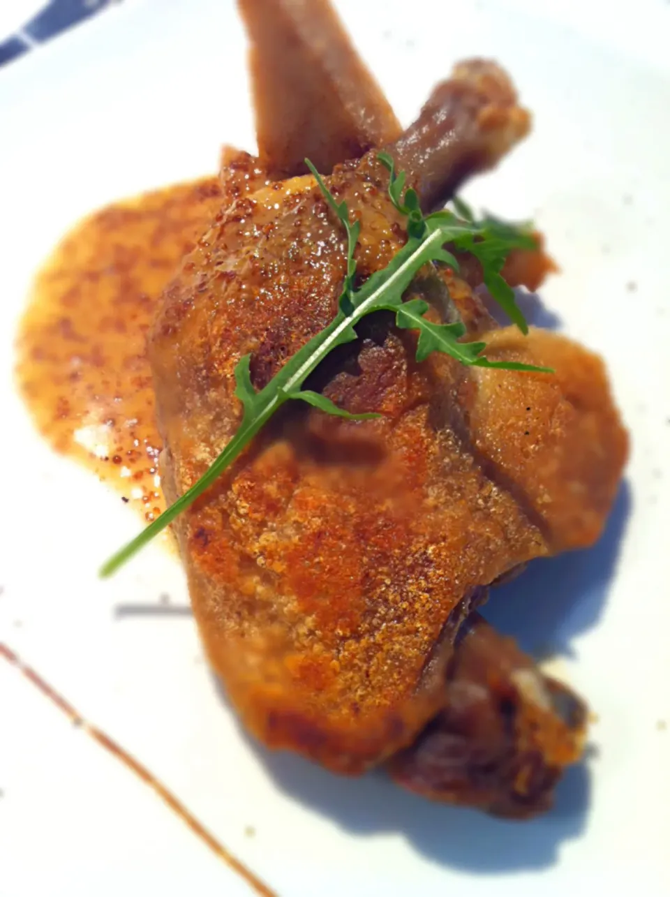 Duck confit with mom's yam cake & plum mustard sauce|karen limさん