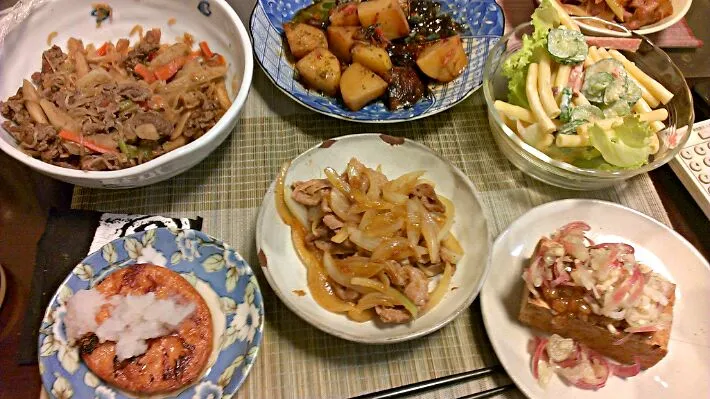 豚の生姜焼き&厚揚げ&さつま揚げ|まぐろさん