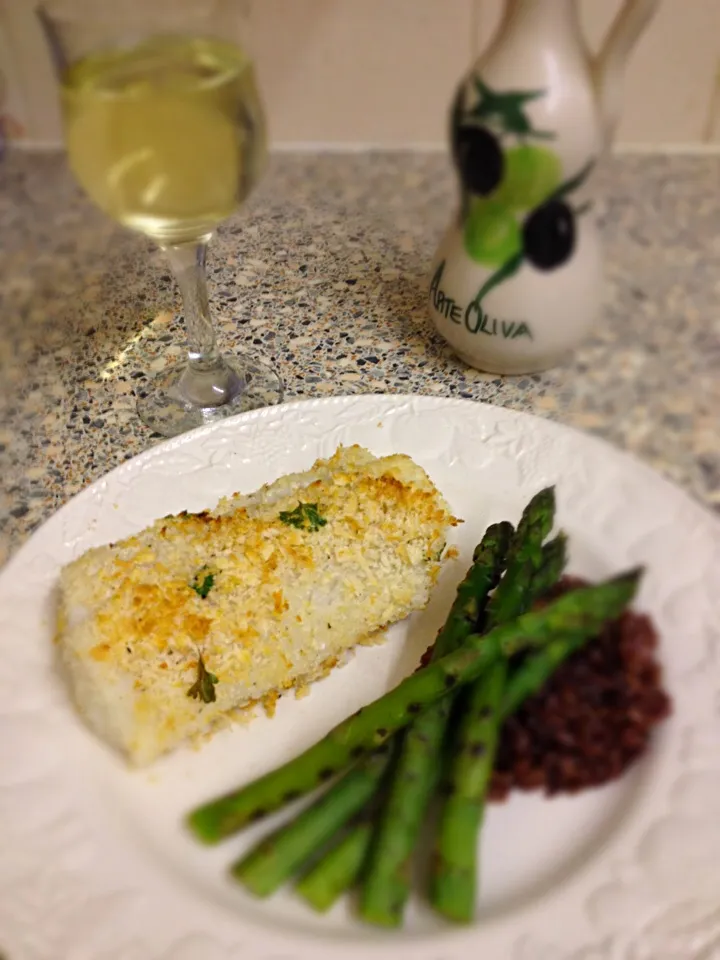 Panko and parmesan crusted cod with Camargue rice and Asparagus|Steve Pountneyさん