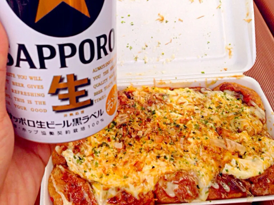 octopus dumplings(takoyaki)w/egg&cheese♨大玉15個ふわとろﾁｰｽﾞたこ焼き🎵|🌈Ami🍻さん