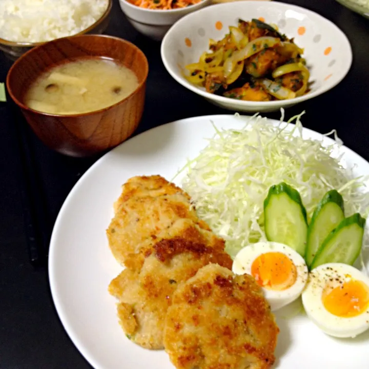 鶏のガーリックパン粉焼きの晩ご飯|mikaさん