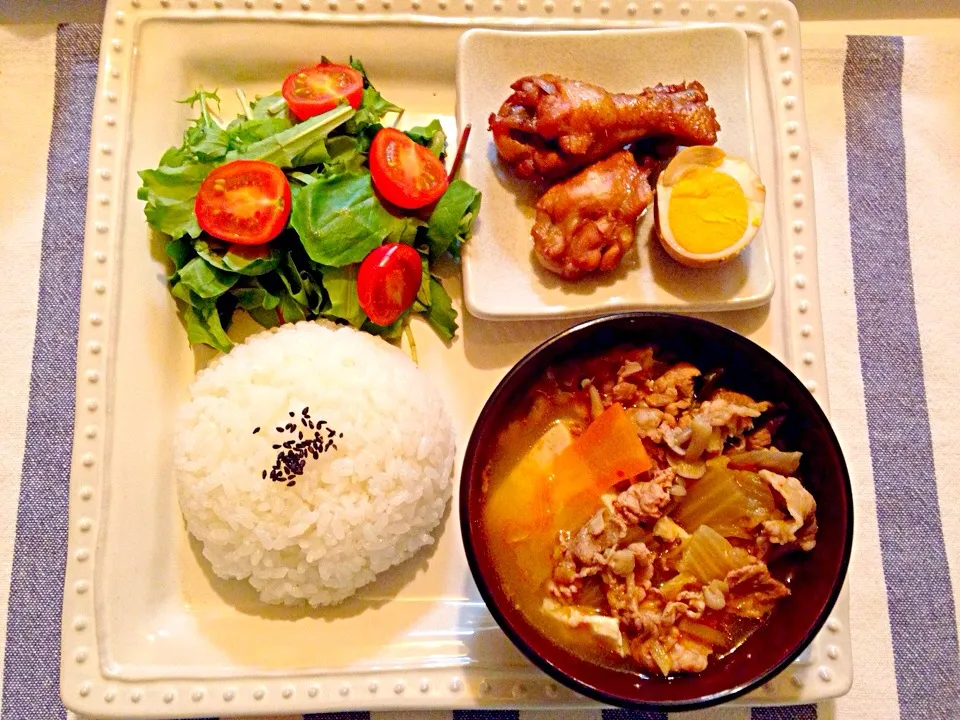 鳥手羽元のすっぱ煮定食|シャボン玉さん