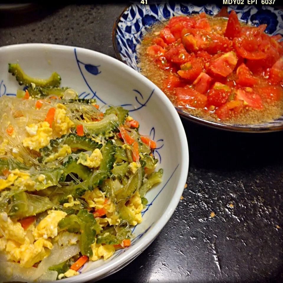 ゴーヤチャンプル&トマトの酢の物|ロック♪さん