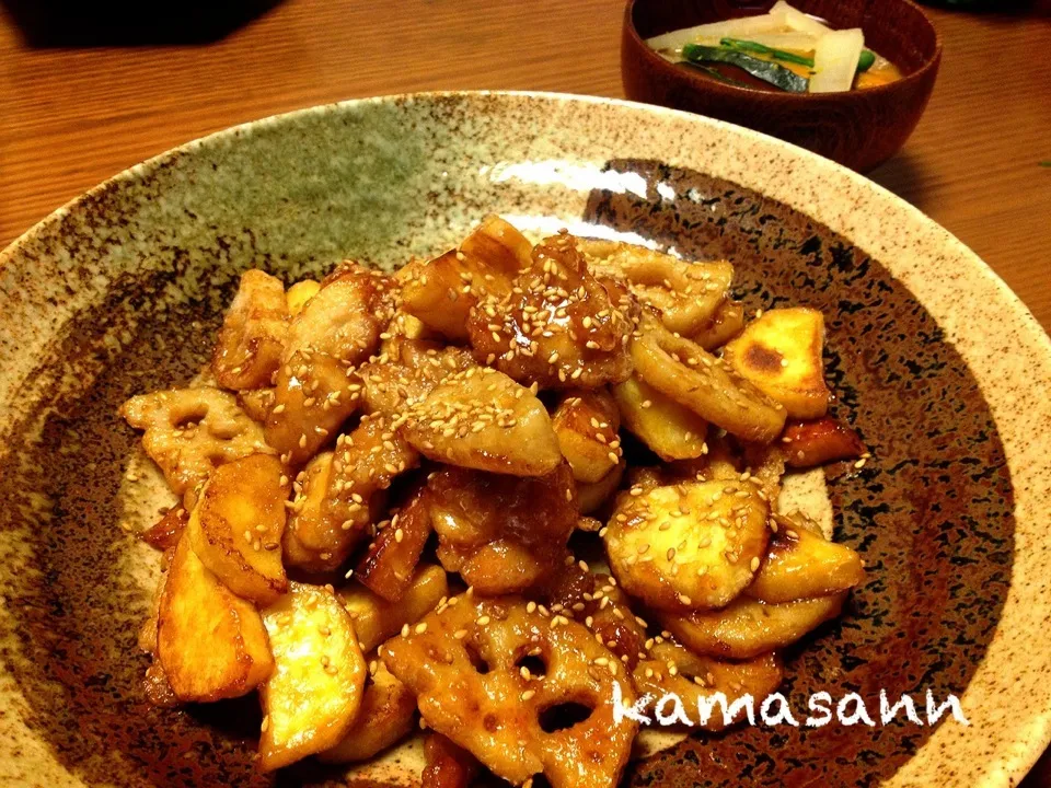 さつまいもと蓮根の甘酢醤油|かまさん